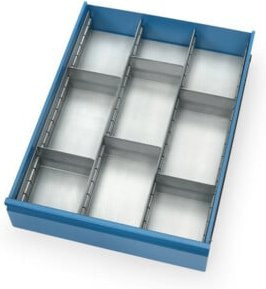 Fetra Schubladen-Einteilungs-Set aus verzinktem Stahl in Blau, Tiefe: 67,5 cm - Bild 1