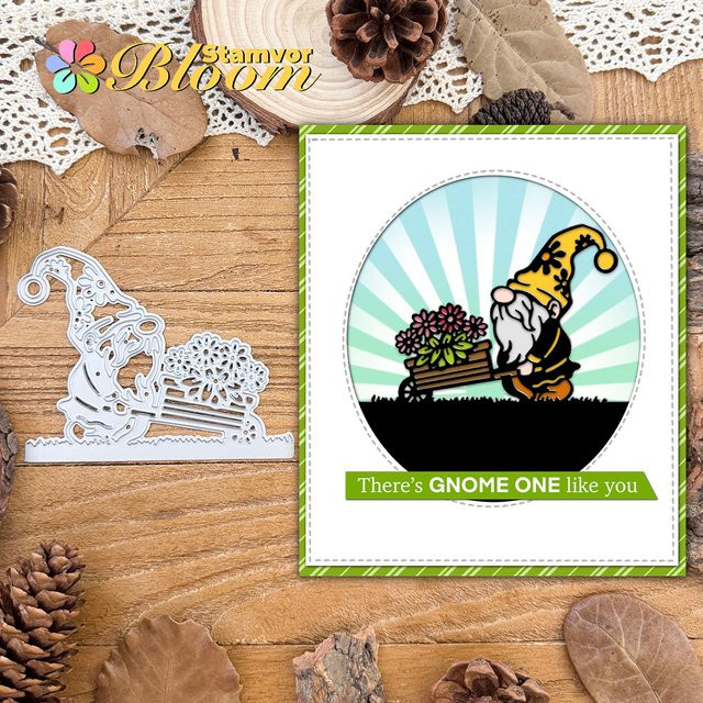Dekorative Metall-Stanzform Gnome für Scrapbooking und Prägung in Silber - Bild 1