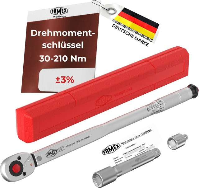 FAMEX Drehmomentschlüssel Set 1/2 Zoll 3-teilig 30-210 Nm multicolor - Bild 1