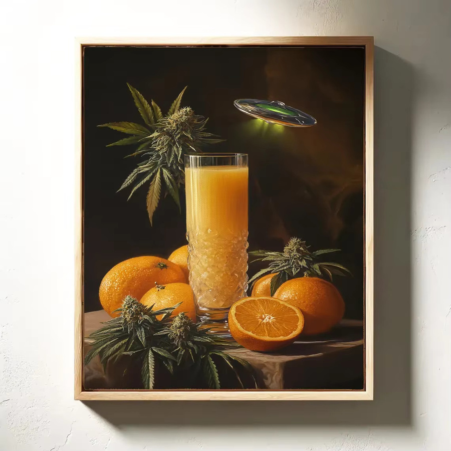 Surrealistischer UFO Stilleben Wandkunst Druck in Mehrfarbig, Rechteckig - Bild 3