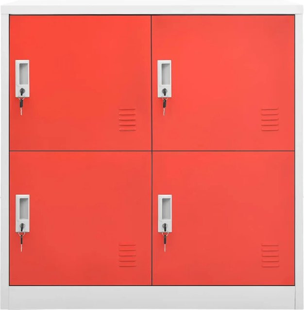 vidaXL Schließfachschrank aus Stahl in Hellgrau und Rot mit Schloss, B/T/H: 90 x 45 x 92,5 cm - Bild 1