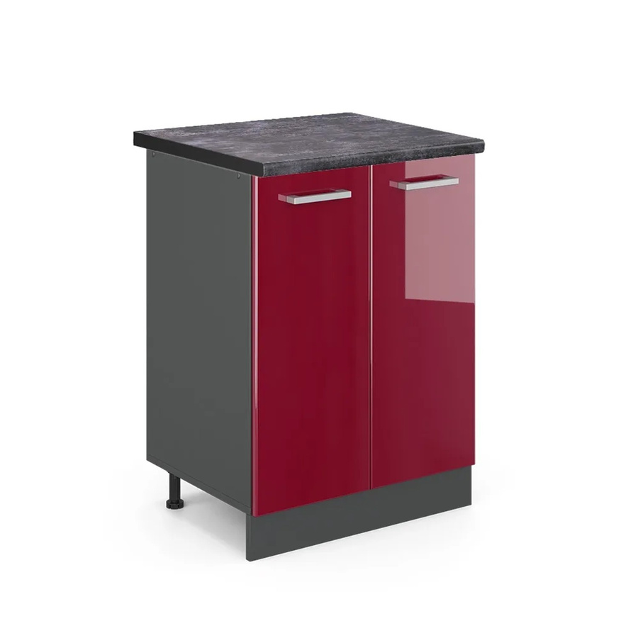 Vicco Küchenunterschrank R-Line in Bordeaux und Anthrazit Hochglanz, Breite: 60 cm, Höhe: 81,6 cm, Tiefe: 60 cm - Bild 2