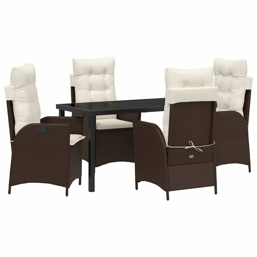 vidaXL Garten Essgruppe 5-teilig aus Poly-Rattan und Glas in Braun, B/T/H: 300 x 80 x 73 cm - Bild 2