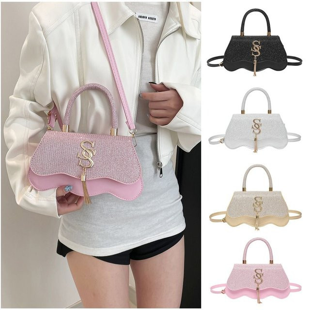 Clutch Handtasche Damen, PU, Kette - Bild 1