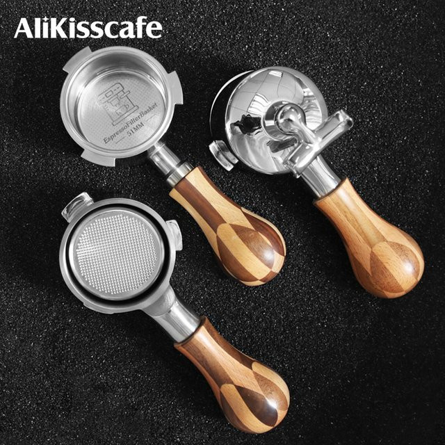 Homix Doppel-Auslauf Siebträger mit 51mm Kaffee-Boden Sieb aus Edelstahl für Delonghi Espresso Maschinen - Bild 1