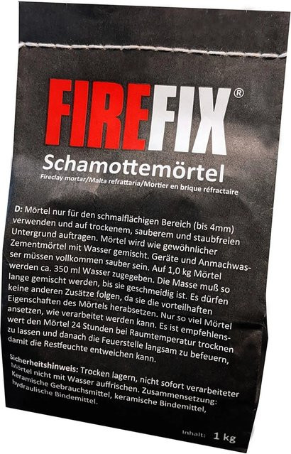 Firefix Schamottemörtel in Grau und Schwarz, 1 kg - Bild 1