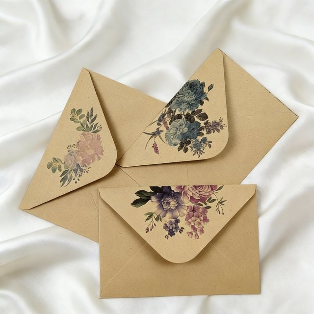 Kraftpapier-Blumenumschläge und Farbpapier-Set in Braun für Hochzeits- und Valentinstagsgrußkarten, 20 Stück - Bild 1