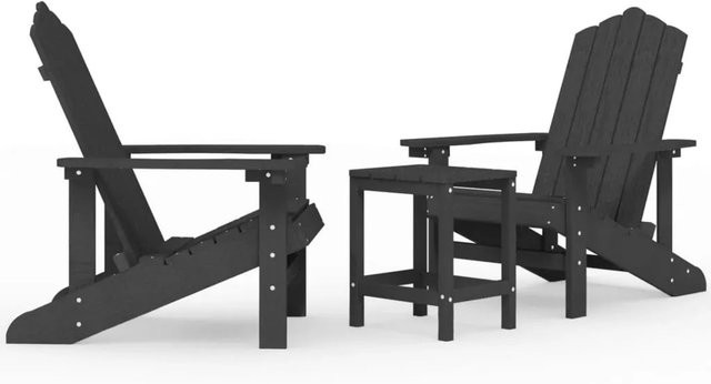 Furnicato Adirondack Gartenmöbel Set aus HDPE mit Tisch in Anthrazit Matt - Bild 1