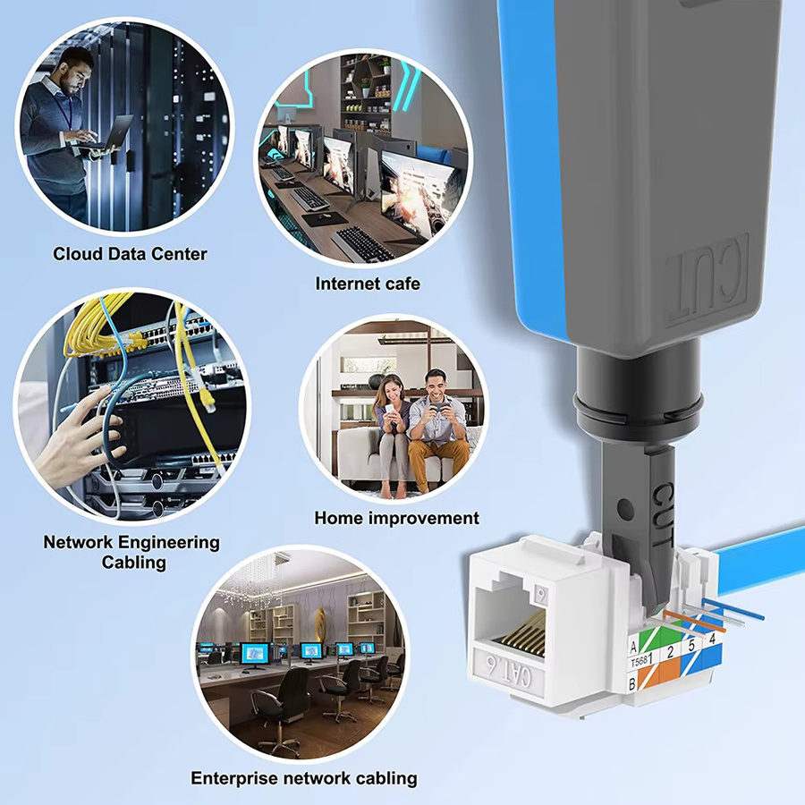 Denswire Impact 110 Einpresswerkzeug mit abnehmbarem Kabelhaken für RJ45 Cat6/Cat5e Terminals in Blau - Bild 2