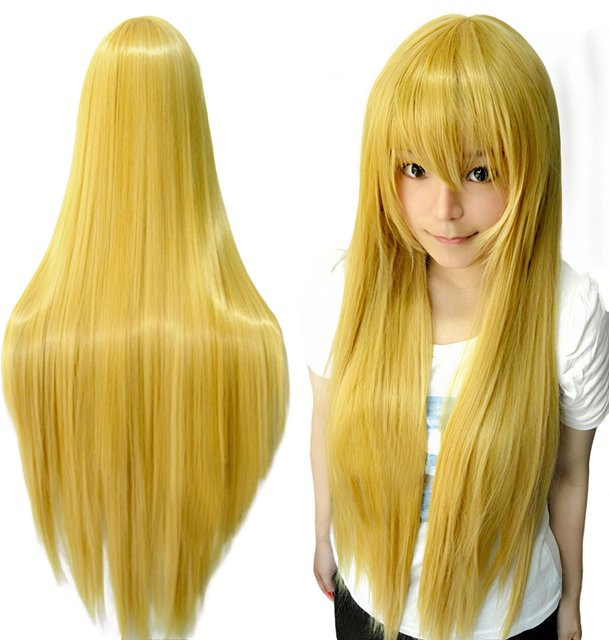 Miki Hoshii Cosplay-Perücke, Synthetikhaar, gerade, blonde Haarteile, 32inches - Bild 1
