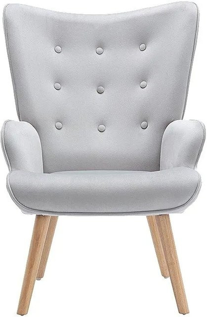 Vente-unique Sessel mit gerader Rückenlehne aus Samt in Grau, Höhe: 69 cm - Bild 1