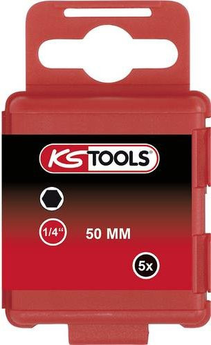 KS Tools Innensechskant Bit Set 1/4 Zoll, 5er Pack, Farbe Rot, Material Stahl, Größe 10 mm, Länge: 50 mm - Bild 1