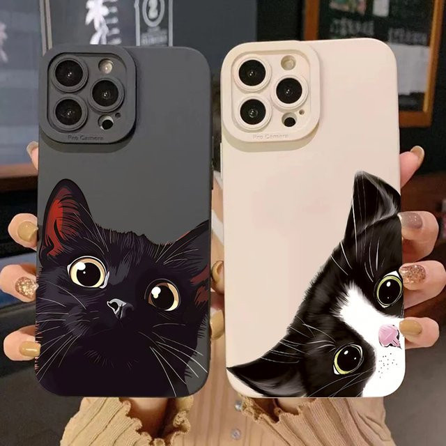 Handytasche mit schwarzem Katzenmuster für Samsung Galaxy A16 A06 A26 A33 A56 A34 A54 S25 S24 S23 S22 S21 Ultra Plus FE in Schwarz - Bild 1