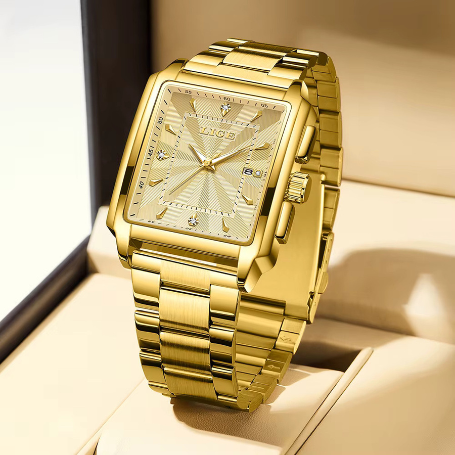 LIGE Armbanduhr Edelstahl, Gold, Quarz, Datum, Damen - Bild 2