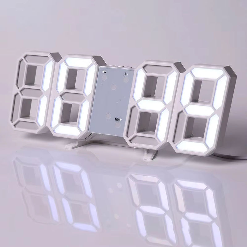 WOKLOK 3D LED Digitaler Wecker und Wanduhr mit Temperaturanzeige und Datumsanzeige, Weiß, Wandmontage - Bild 6