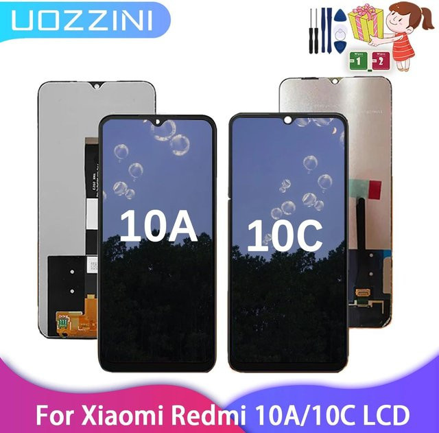 Xiaomi Redmi 10A 10C LCD Touchscreen Baugruppe mit Rahmen in Schwarz - Bild 1