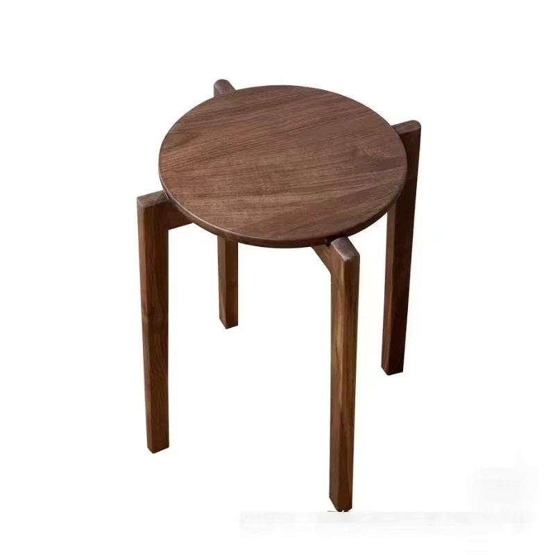 LIUSHADUOLA Esszimmerhocker aus massivem Holz in Braun, moderner Holzhocker für den Essbereich - Bild 1