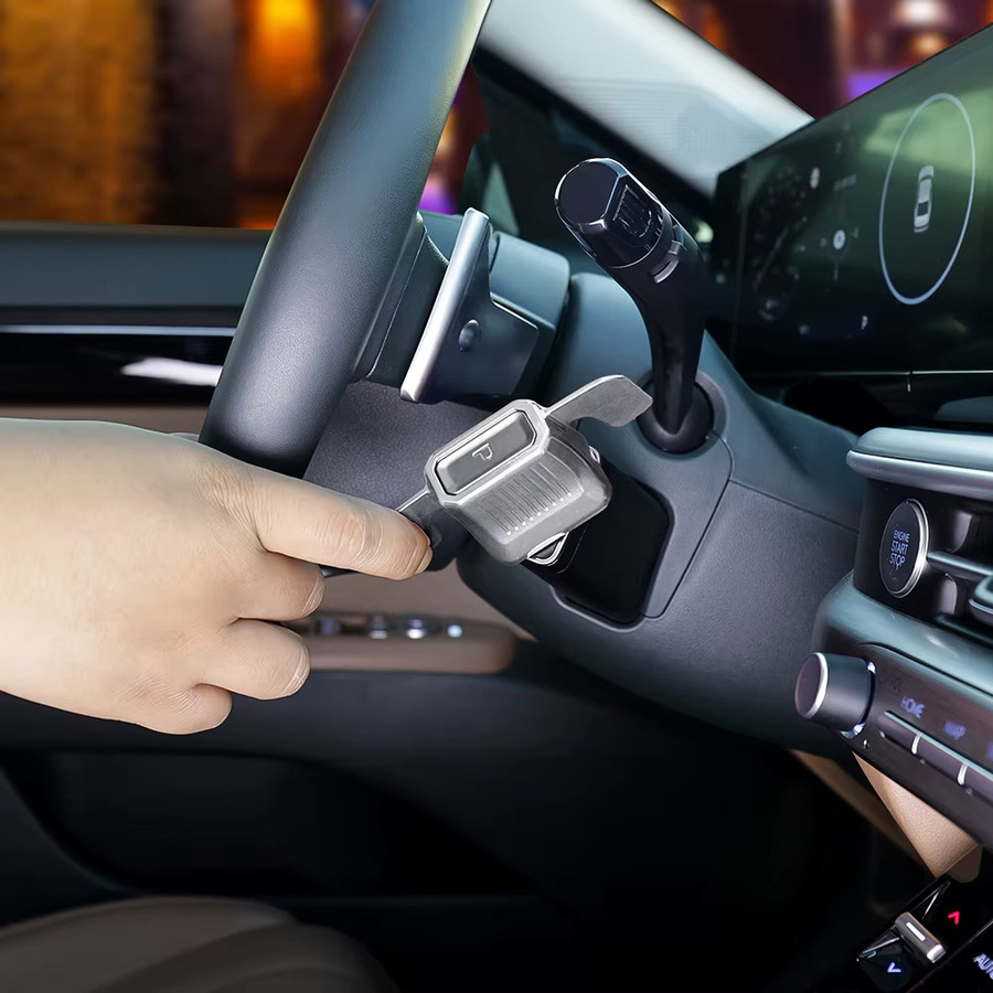 Aluminium Lenkrad Schaltknauf und Assistent-Tastenabdeckung für Hyundai Santa Fe, Tucson, Kona und Sonata 2024-2026 in Silber von TYWZ - Bild 2