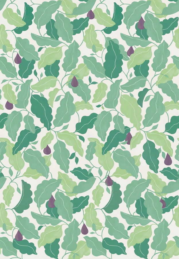 Scion Panorama Tapete Pomona Fig in Grün mit botanischem Naturmotiv und mediterranem Blumenmuster - Bild 1