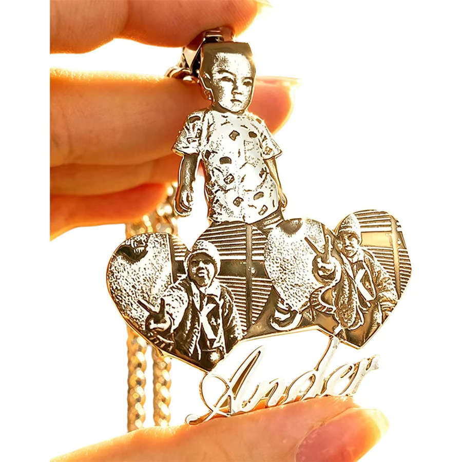 Steel love Halskette mit Foto-Anhänger, Edelstahl, Silber, Unisex - Bild 5