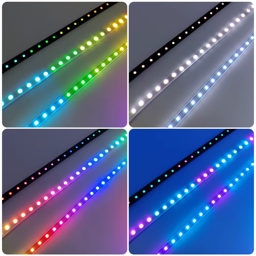 FUNZENXIN WS2812B RGBIC LED-Streifen, individuell adressierbar, IP67 wasserdicht, 5050 SMD, 60 LEDs/m, 3-polig, transparentes Abdeckrohr, Multicolour - Bild 2