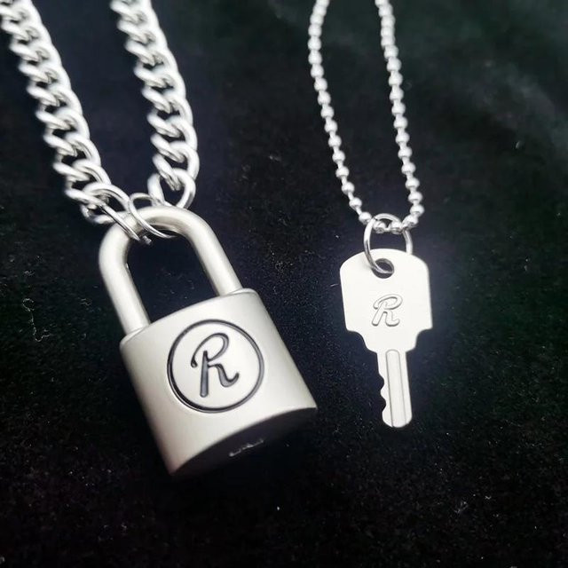 Halskette Anime NANA, Schlüssel Schloss Anhänger, Silber, Unisex, Vintage - Bild 1
