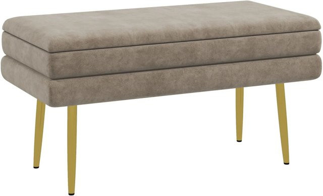 HOMCOM Sitzbank Polsterbank mit Stauraum in Samtoptik Beige B/T/H: 79,5 x 37,5 x 43 cm - Bild 1