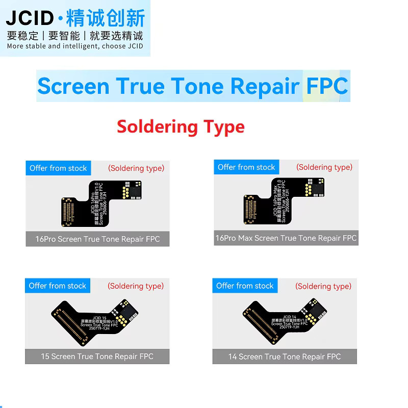 JCID FPC-Kabel für iPhone 12 bis 16 Pro Max zur True Tone Bildschirm Reparatur und Wiederherstellung der Originalfarbanzeige in Schwarz - Bild 2