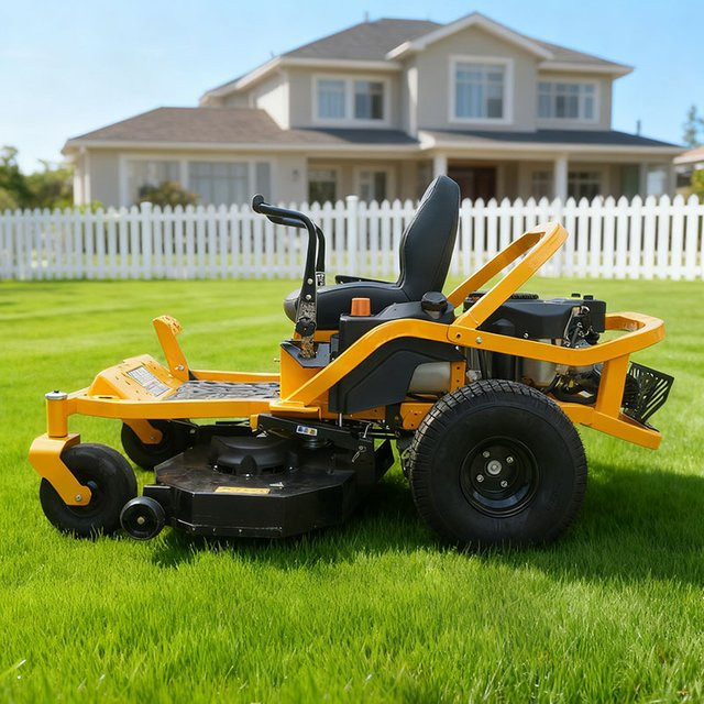 SAAO Zero-Turn Rasentraktor mit 46 Zoll Schnittbreite in Orange und Gelb - Bild 1