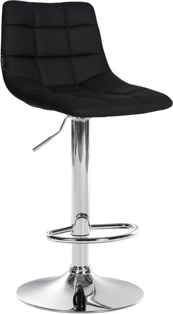 DELUKE Barhocker DUBAI Schwarz Kunstleder mit Lehne und Chromgestell, B/T/H: 43,0 x 46,5 x 108,5 cm - Bild 1