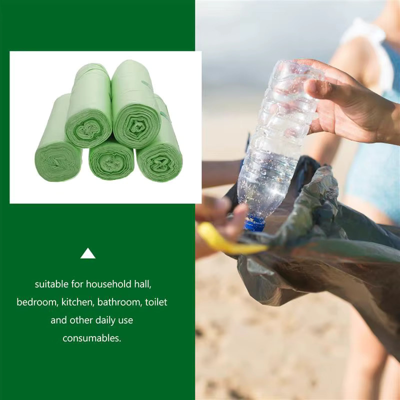 100 Stück biologisch abbaubare Kompostbeutel in Grün für Einweg-Müllbeutel - Bild 2