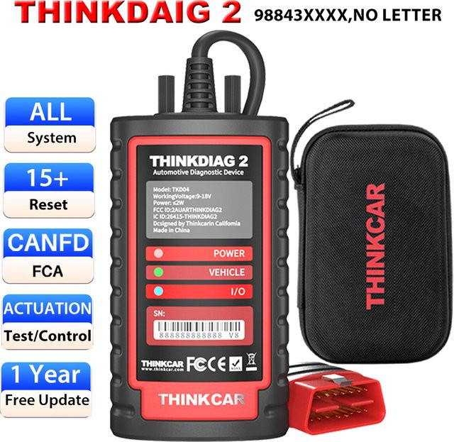 THINKCAR ThinkDiag 2 Auto-Diagnosegerät mit 1 Jahr kostenlosen Updates, CAN FD ECU-Codierung, bidirektionaler Steuerung und 15 Reset-Funktionen, Schwarz - Bild 1