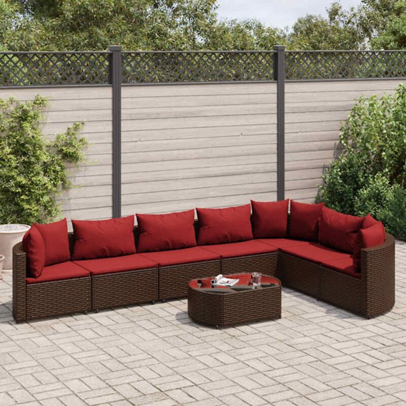 8-tlg. Garten-Sofagarnitur mit Kissen aus Polyrattan in Braun von Vidaxl - Bild 1