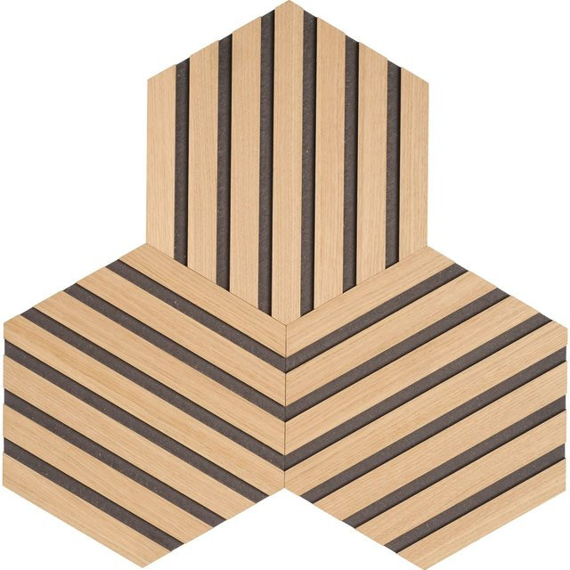 Denpanels Designpaneele Hexagon aus MDF in Eiche und Schwarz, 3 Stück - Bild 1