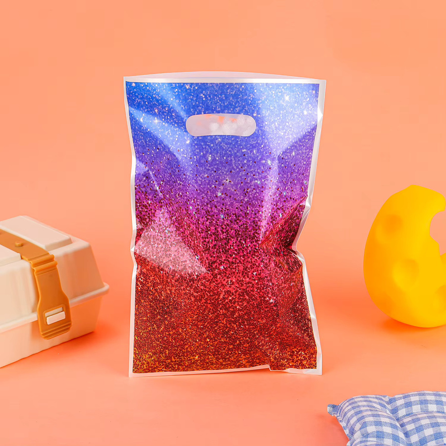 Glänzende Galaxy Party Geschenktüten aus Kunststoff mit Sternen-Farbverlauf in Multicolour - Bild 1
