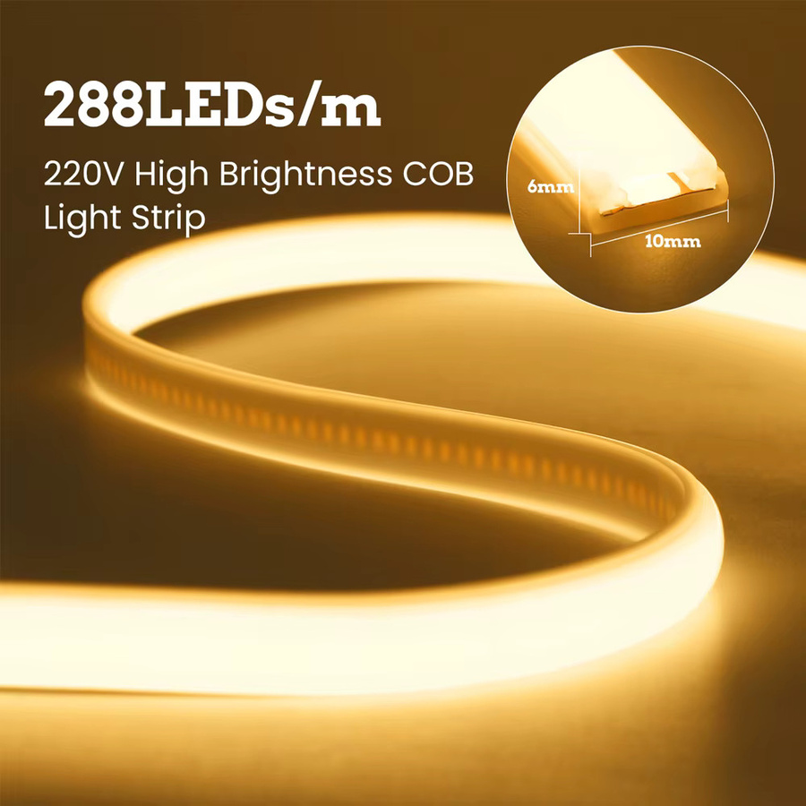 HAGAHA COB LED-Streifenlicht mit Schalter, wasserdichte flexible Neonlampe aus Silikon, Farben: Rot, Grün, Pink und Weiß, 220V - Bild 3