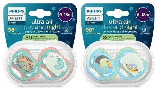 Philips Avent Ultra Air Schnuller 4er-Pack Tag und Nacht, BPA-frei, Orthodontic, 6-18 Monate, Grün/Orange - Bild 1