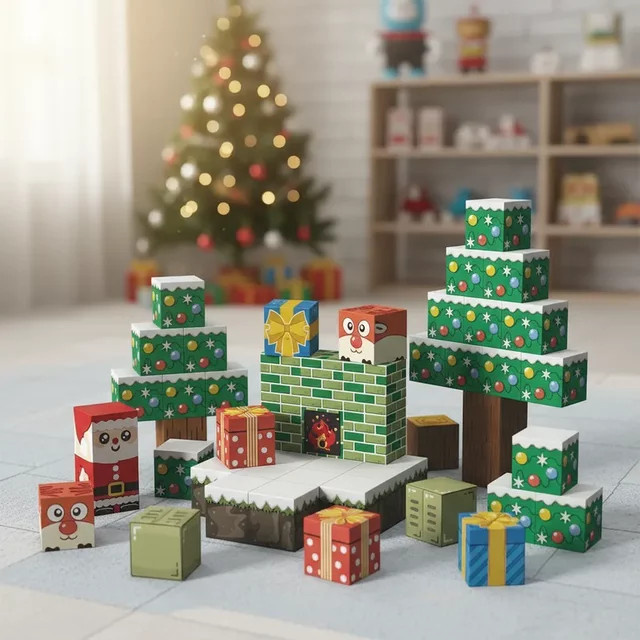 HUATEC Magnetische Blöcke, Weihnachten, 54-teiliges Set, ab 3 Jahre - Bild 1