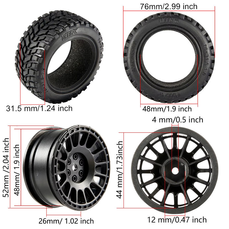 NEEBRC Off Road Buggy Reifen Rad 1,9 Zoll 75 mm 12 mm Sechskantnaben - Bild 5