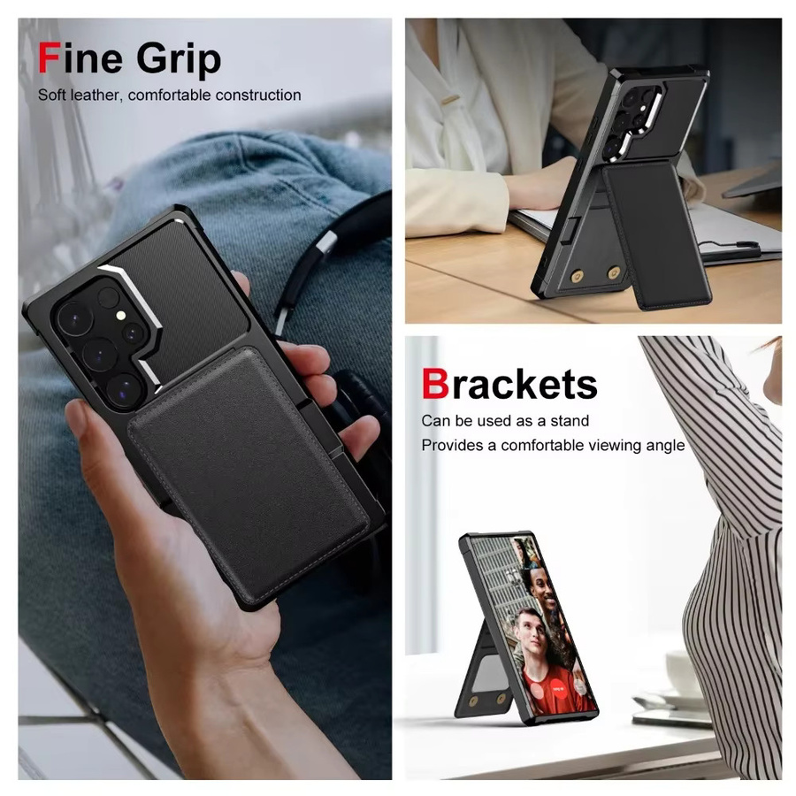 Handyhülle mit Kartenhalter für Samsung Galaxy S25 S26 S24 S23 S22 S21 Ultra Plus und A-Serie in Schwarz und Lila - Bild 3