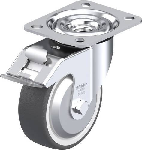 Blickle Lenkrolle L-POTH 100R-FI-FA mit Feststeller in Silber, Rad-Durchmesser: 10 cm, Tragfähigkeit: 250 kg - Bild 1