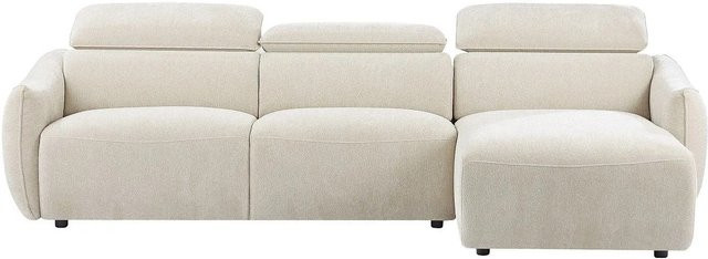 Vente-unique Sofa Taziza in Beige, L-Form aus Chenille-Stoff, Breite: 286 cm, Tiefe: 166 cm - Bild 1