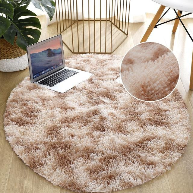 Runder Plüschteppich von FORTUBI in Beige, weich und rutschfest, Durchmesser: 30 cm - Bild 1