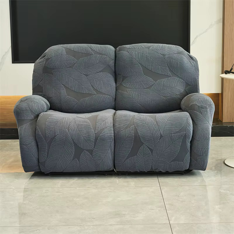 Yupartex 2-Sitzer-Sofabezug aus Stretch-Jacquard für Relaxsessel in Grau mit floralem Muster - Bild 4