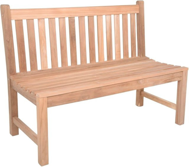 DELUKE Gartenbank OMAR 2-Sitzer aus Teak Holz in Hellbraun, wetterfeste Outdoor Sitzbank ohne Armlehnen, Breite: 120 cm - Bild 1