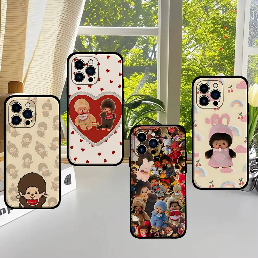 Niedliche M-monchhichiS Handyhülle für Apple iPhone 15, 16, 17 Pro Max und weitere Modelle, Mehrfarbig - Bild 4