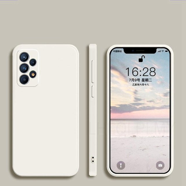 Quadratische Weiche Flüssigsilikonhülle für Samsung Galaxy Serie in Off-White - Bild 1