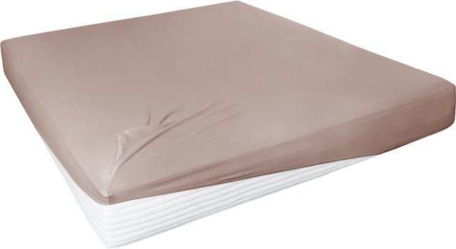 H.G. Hahn Spannbetttuch Feinjersey aus Baumwolle mit Elastan in Braun, B: 150 cm, T: 200 cm - Bild 1