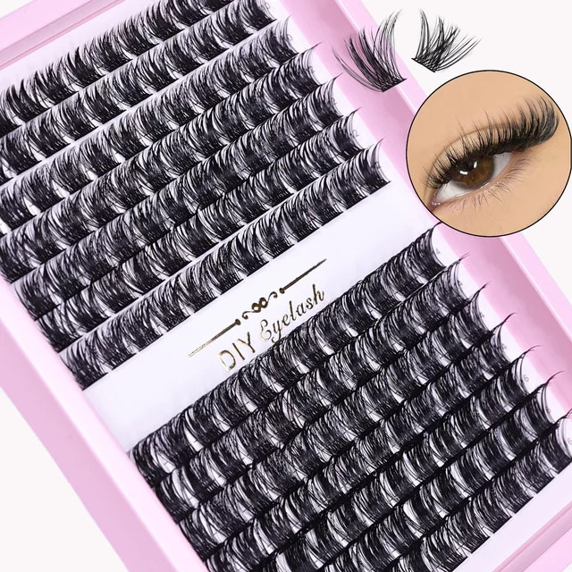 JIEFUXIN Wimpernbüschel, 168 Stück, 10-16mm, D-Curl, Black, Natürlich - Bild 1