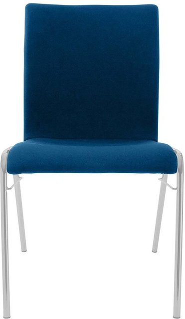 BMV Besucherstuhl A45 mit blauem Sitz und silbernem Gestell aus Buche, B/T/H: 50 x 54 x 86 cm - Bild 1